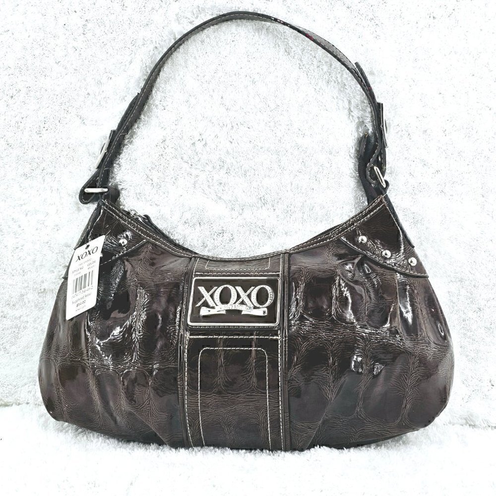 XOXO Croco Embossed Faux Patent Leather Shoulder Bag